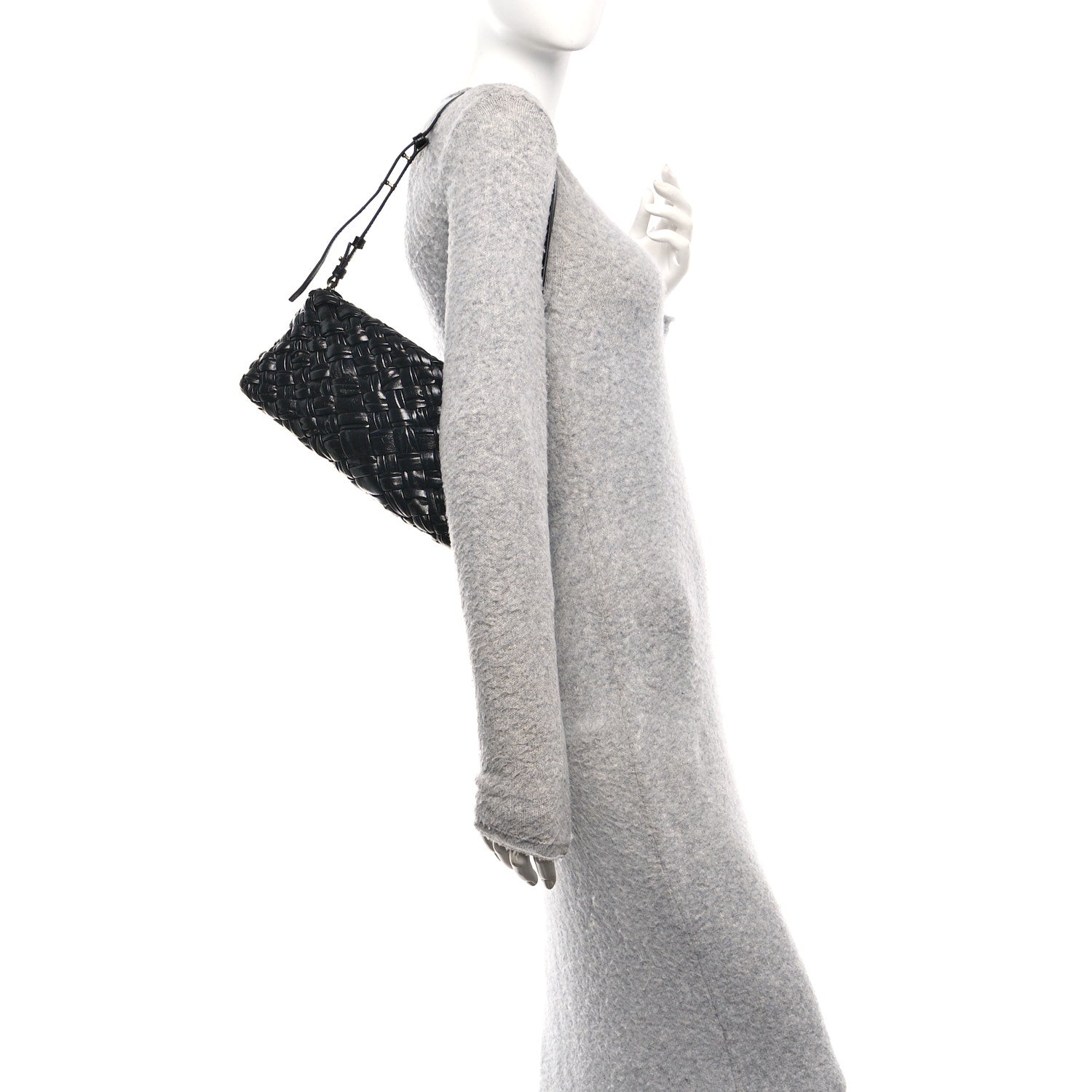 Bottega Veneta Calfskin Intrecciato Kalimero Cha-Cha Clutch Black 2 of 9