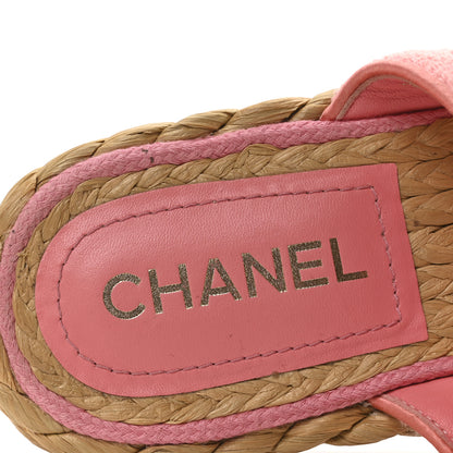Chanel Terry Cloth Raffia CC Logo Thong Sandals 38.5 Pink 8 of 8