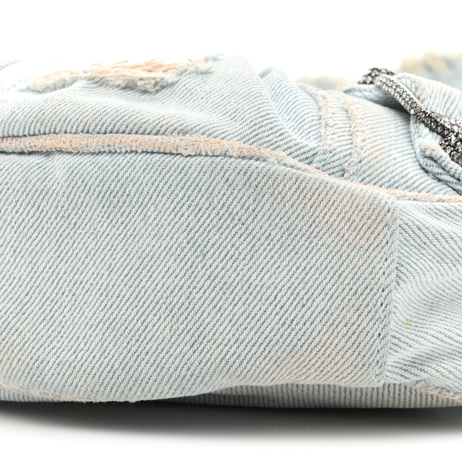 Balenciaga Washed Frayed Denim Crystal XS Le Cagole Shoulder Bag Pale Blue 8 of 9