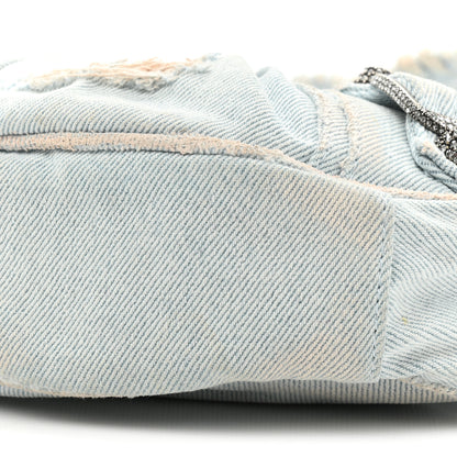 Balenciaga Washed Frayed Denim Crystal XS Le Cagole Shoulder Bag Pale Blue 8 of 9