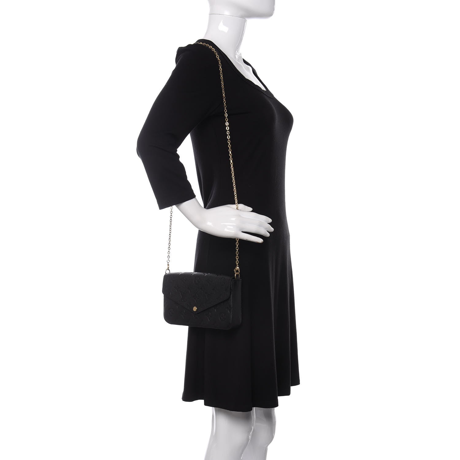 Louis Vuitton Empreinte Pochette Felicie Chain Wallet Black 2 of 11