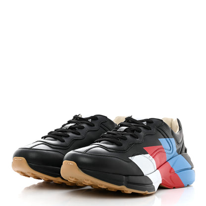 Gucci Calfskin Web Printed Mens Rhyton Sneakers 9 Black 3 of 9