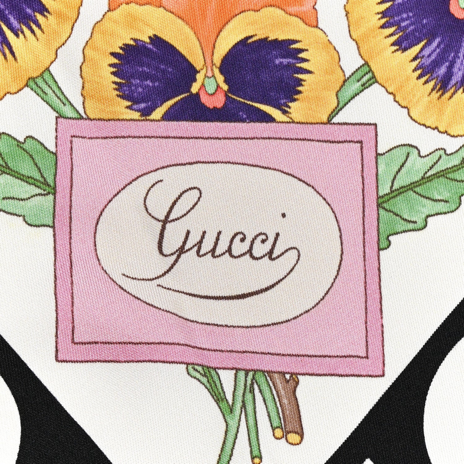 Gucci Silk Twill Voile Square Scarf Ivory Black 4 of 4