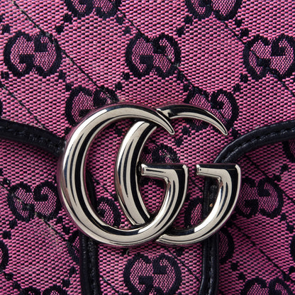 Gucci Monogram Multicolor Matelasse Diagonal Mini GG Marmont Top Handle Shoulder Bag Pink Blue 4 of 5
