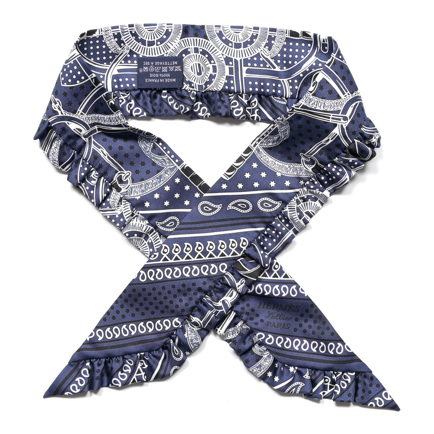 Eperon d'Or Bandana Ruffle Twilly Marine Fonce Black White
