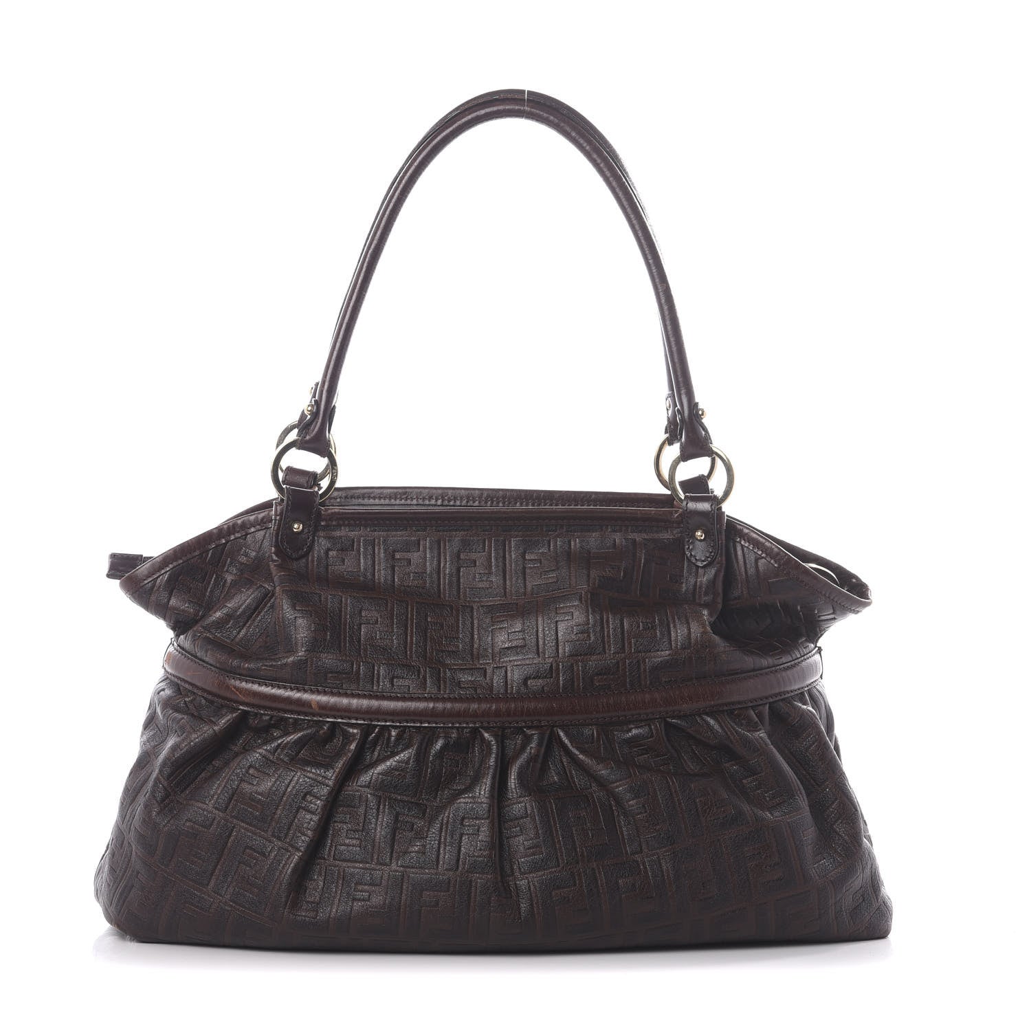 Fendi Vitello Bottalato FF Embossed Large Chef Shopper Tote Chocolate 1 of 11
