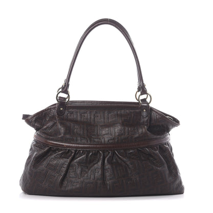 Fendi Vitello Bottalato FF Embossed Large Chef Shopper Tote Chocolate 1 of 11