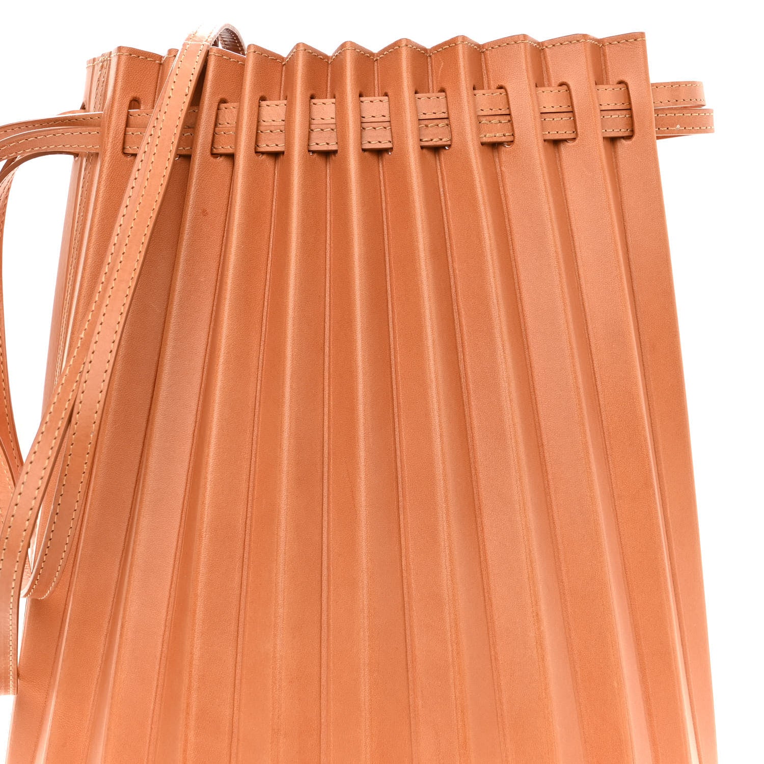 Mansur Gavriel Vegetable Tanned Calfskin Pleated Bucket Bag Camello 7 of 10