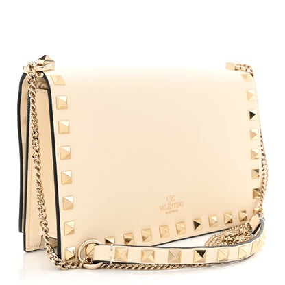 Valentino Garavani Vitello Rockstud Flip Lock Wallet On Chain Light Ivory 3 of 10