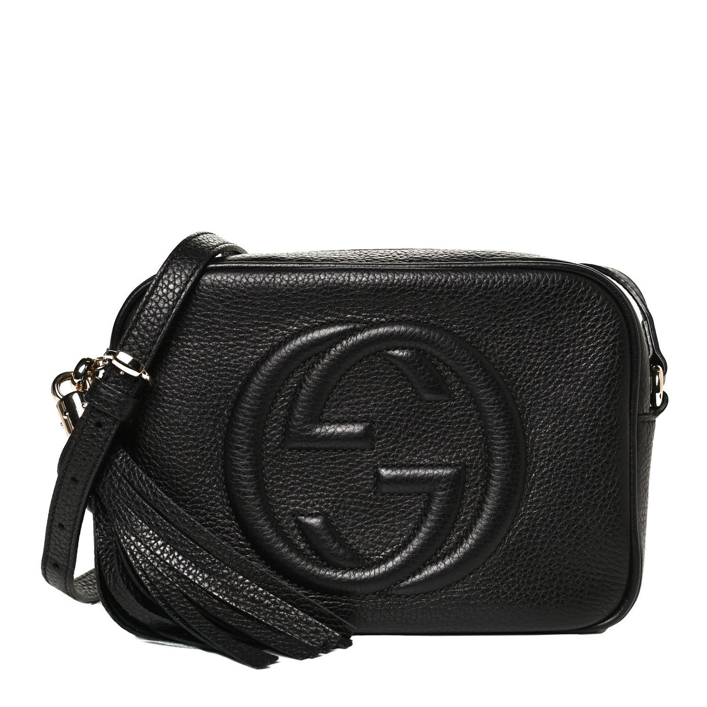 Pebbled Calfskin Small Soho Disco Bag Black