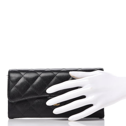 Chanel Caviar Quilted Large Gusset Flap Wallet Black 2 of 11