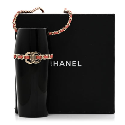 Chanel Resin Lambskin Chain CC Lipstick Case Necklace Black Pink 6 of 6