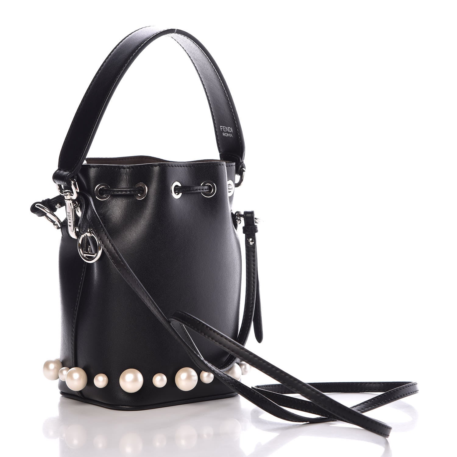 Fendi Vitello Liberty Pearl F is Mini Mon Tresor Bucket Bag Black 3 of 10