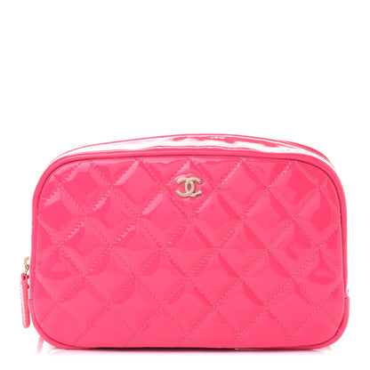 Chanel Patent Quilted Medium Curvy Pouch Cosmetic Case Pink 1 of 11