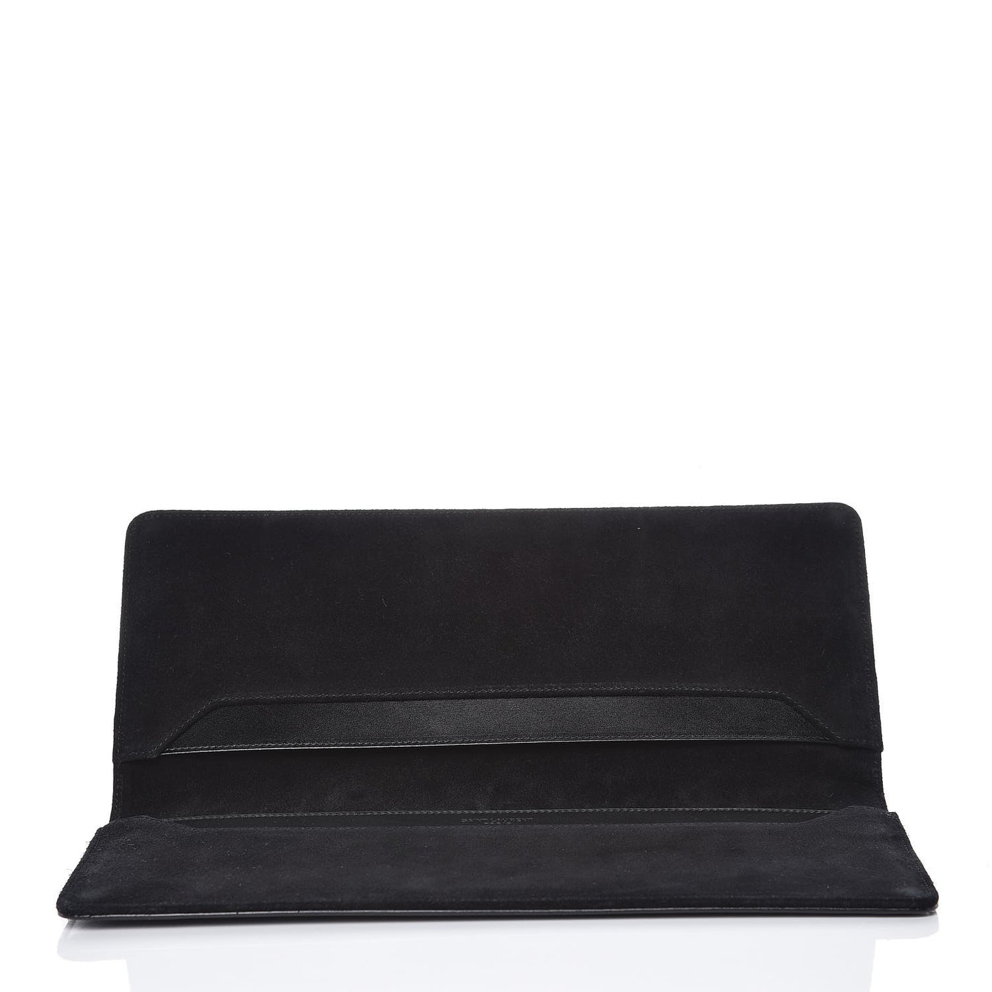 Veau Leather Suede Travel Wallet Black