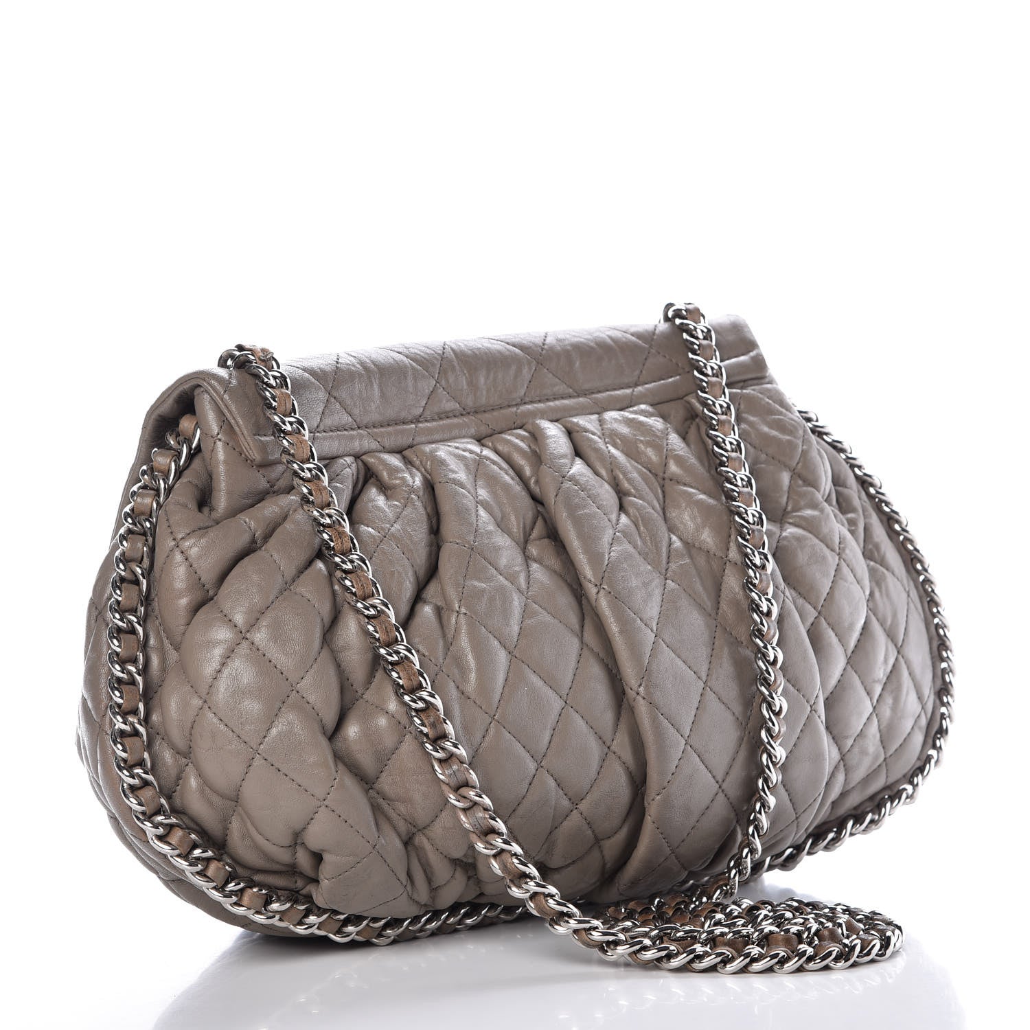 Chanel Washed Lambskin Quilted Large Chain Around Messenger Taupe 3 of 12