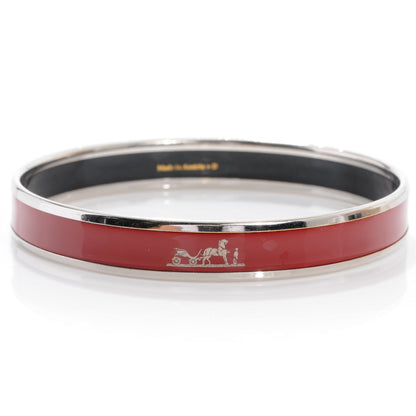 Hermes Enamel Narrow Caleche Bracelet PM 65 Red 1 of 5