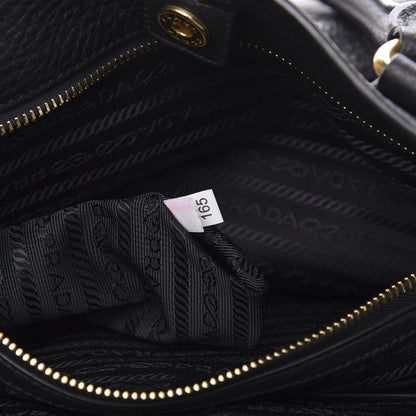 Prada Vitello Daino Side Zip Tote Black 7 of 11