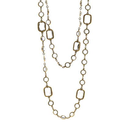 Chanel Swarovski Crystal Chicklet Sautoir Necklace Gold 1 of 5