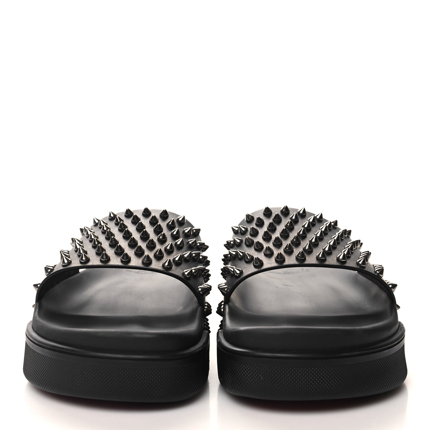 Calfskin Studded Mens Pool Fun Platform Flat Slide Sandals 43 Black