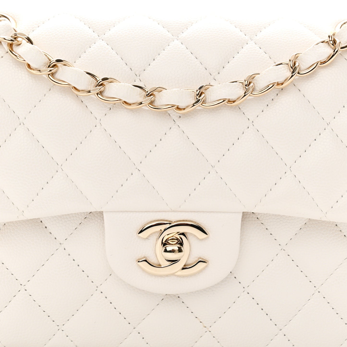 Caviar Quilted Small Double Flap White