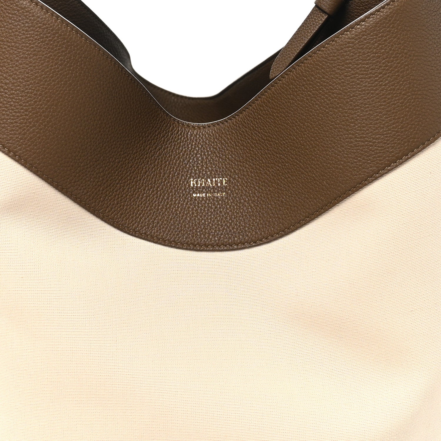 Khaite Canvas Calfskin Medium Lotus Tote Cream Dark Olive 7 of 9