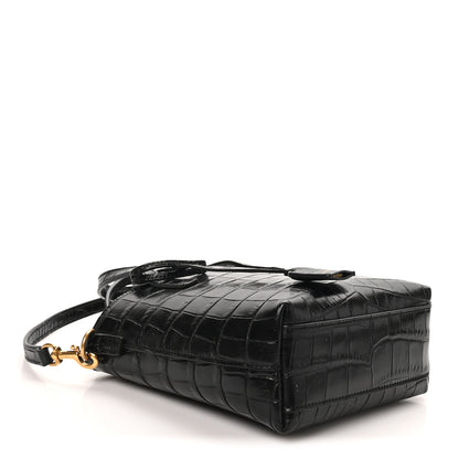 Saint Laurent Calfskin Crocodile Embossed Paris Mini Toy Shopper Tote Black 4 of 10