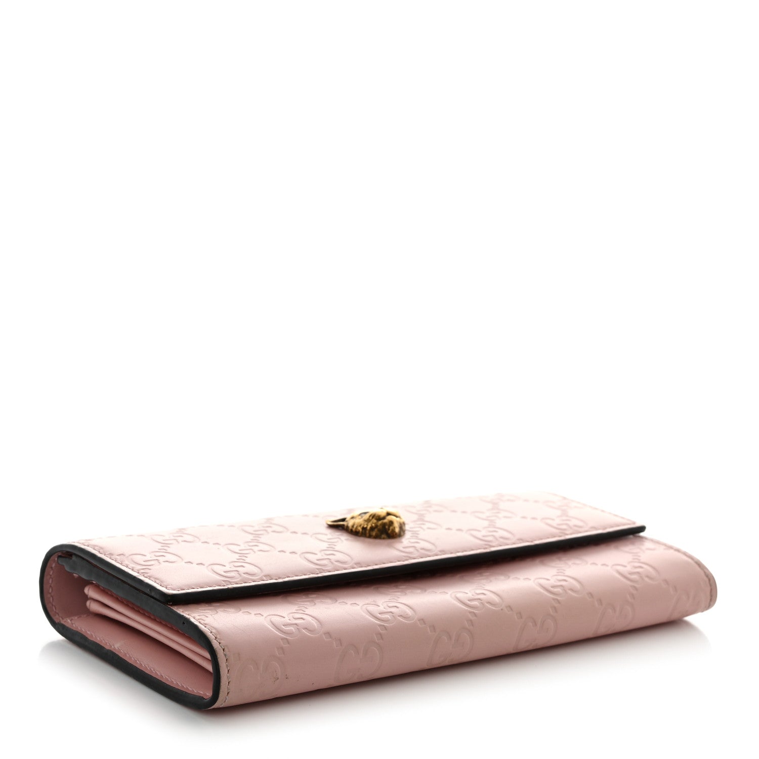 Gucci Guccissima Signature Crystal Cat Continental Flap Wallet Light Candy Pink 4 of 10