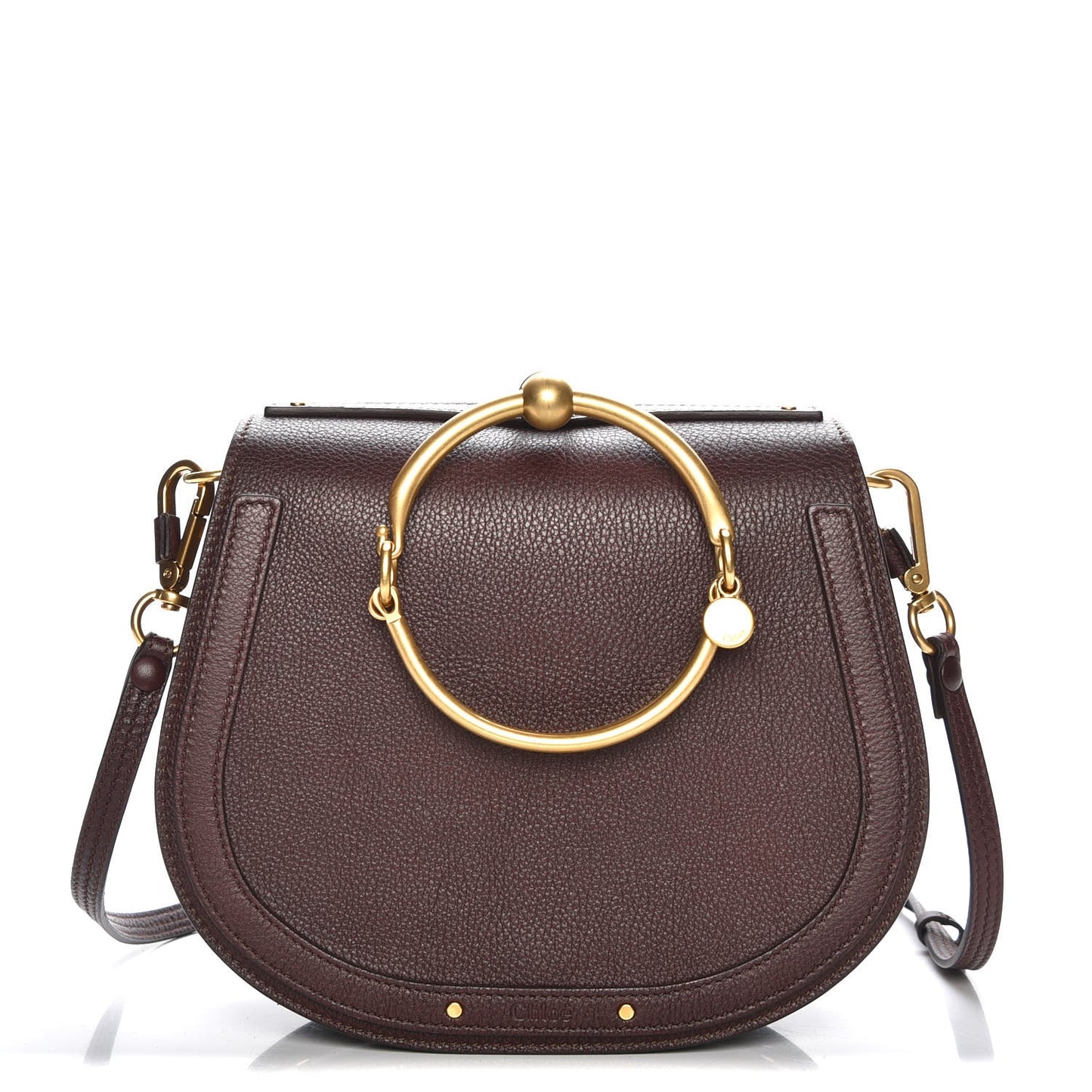 Calfskin Suede Medium Nile Bracelet Bag Carbon Brown