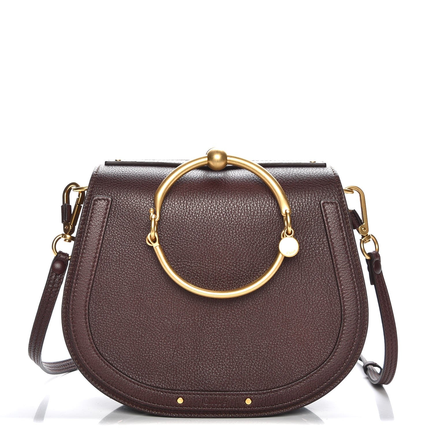 Chloe Calfskin Suede Medium Nile Bracelet Bag Carbon Brown 1 of 10