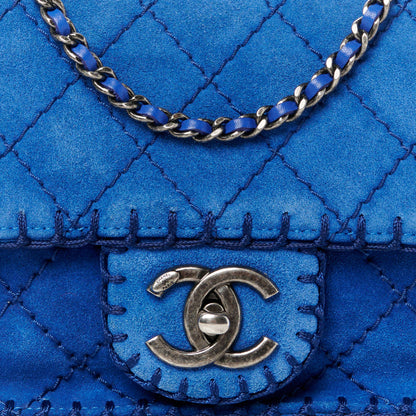 Chanel Suede Quilted Whipstitch Mini Flap Blue 7 of 9