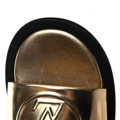 Louis Vuitton Metallic Calfskin Sunbath Slide Sandals 36 Gold 9 of 9