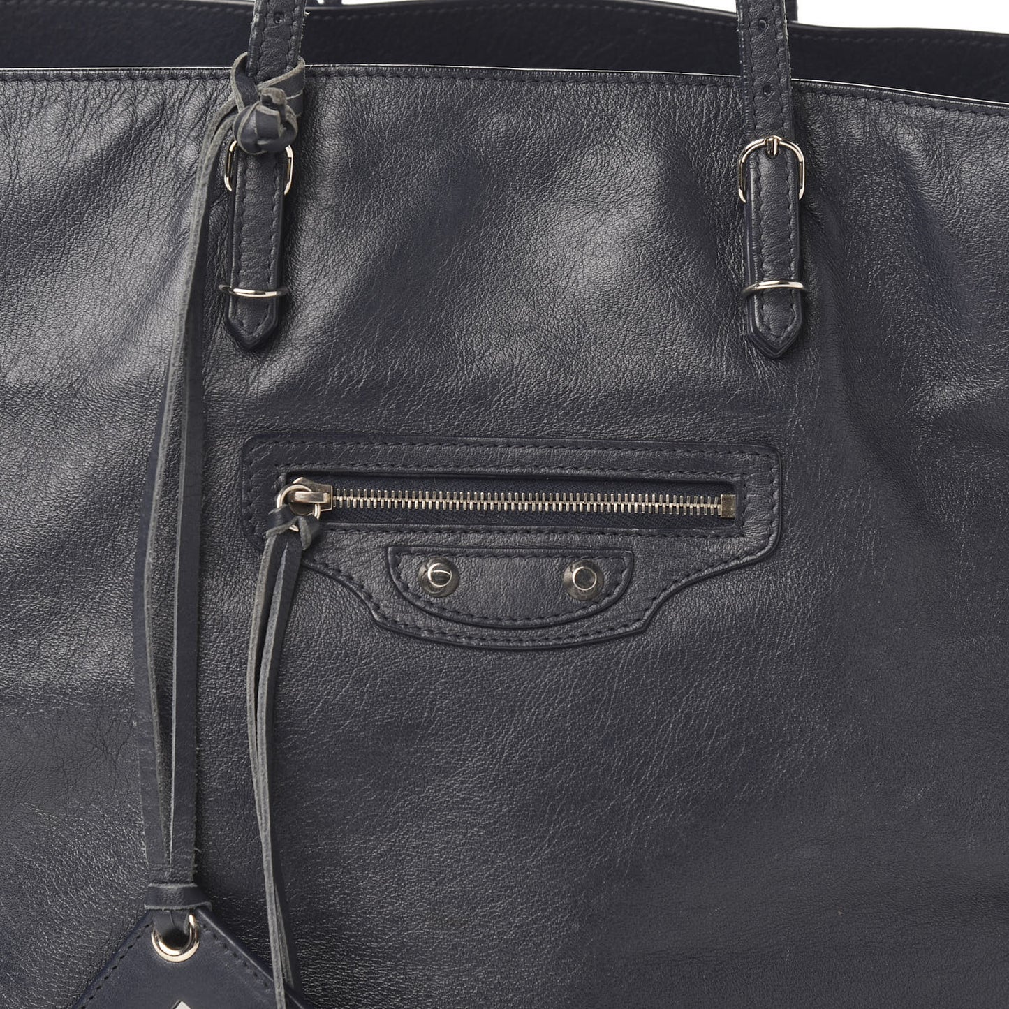 Veau Papier A4 Zip Around Tote Bleu Nuit