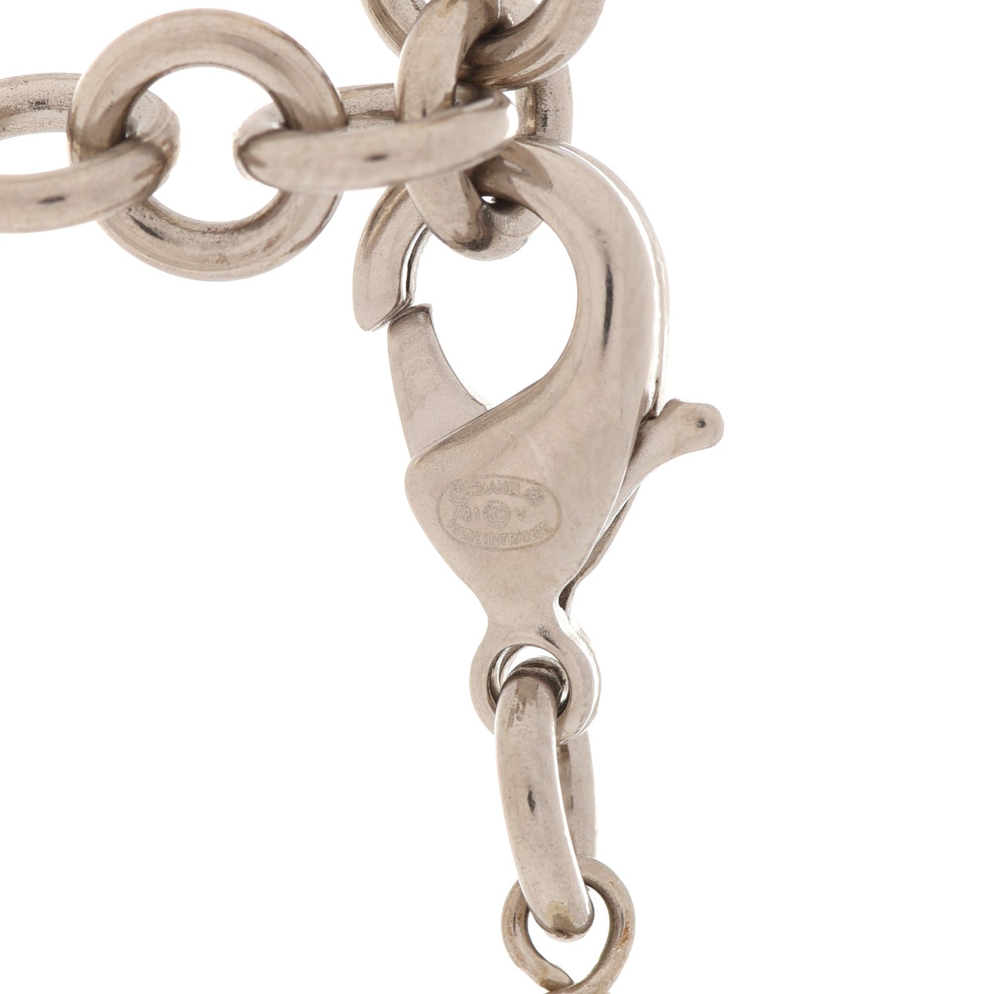 Crystal Pearl CC Long Necklace Silver