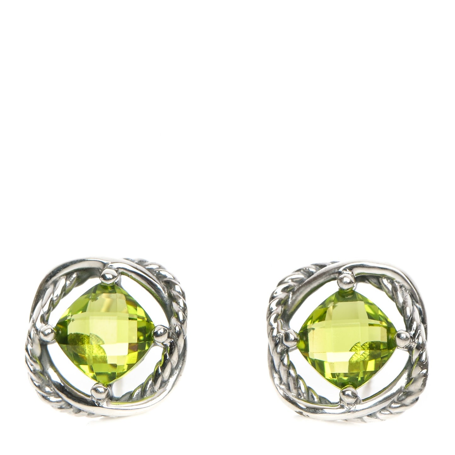 Sterling Silver Peridot 7mm Infinity Earrings