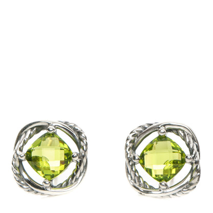David Yurman Sterling Silver Peridot 7mm Infinity Earrings 1 of 4