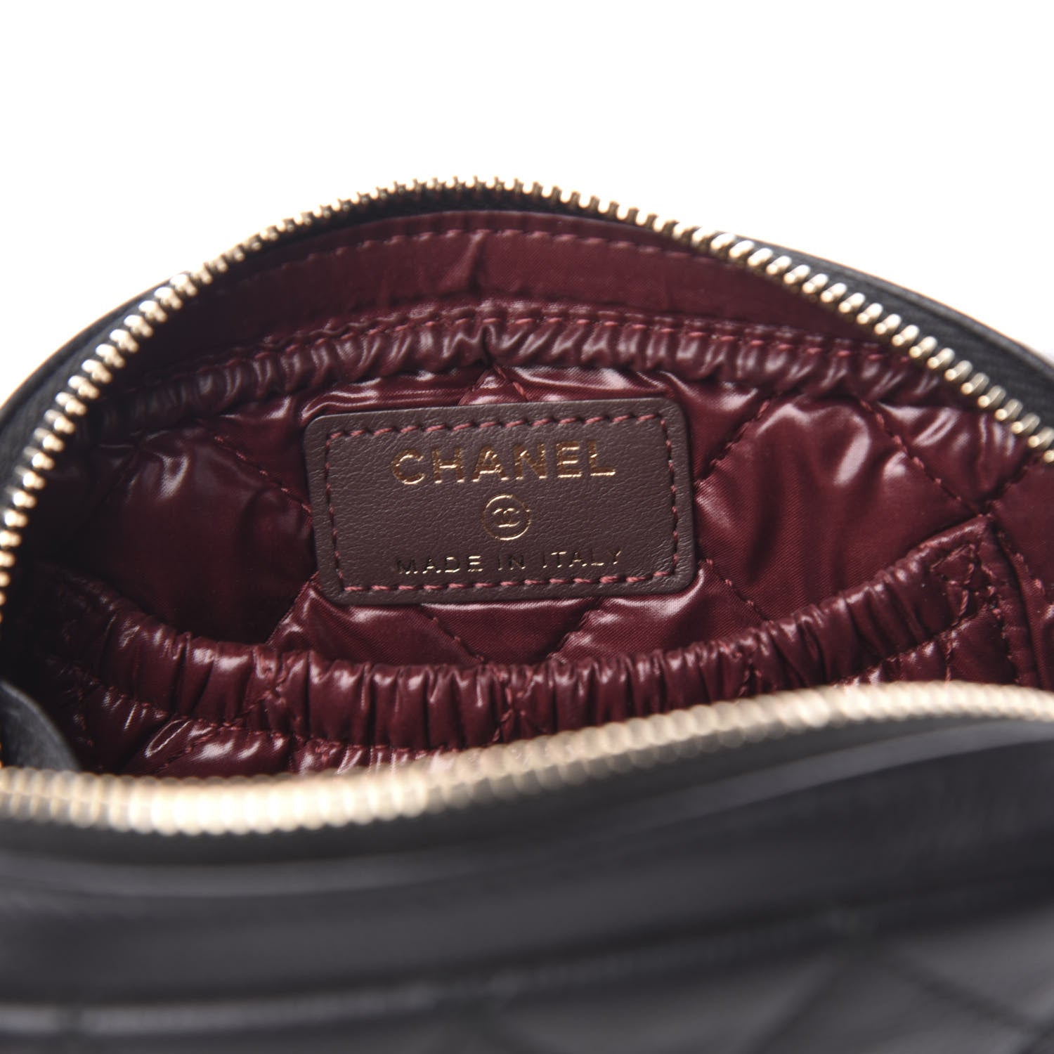 Chanel Grained Calfskin Quilted Small Curvy Pouch Cosmetic Case Black 6 of 9