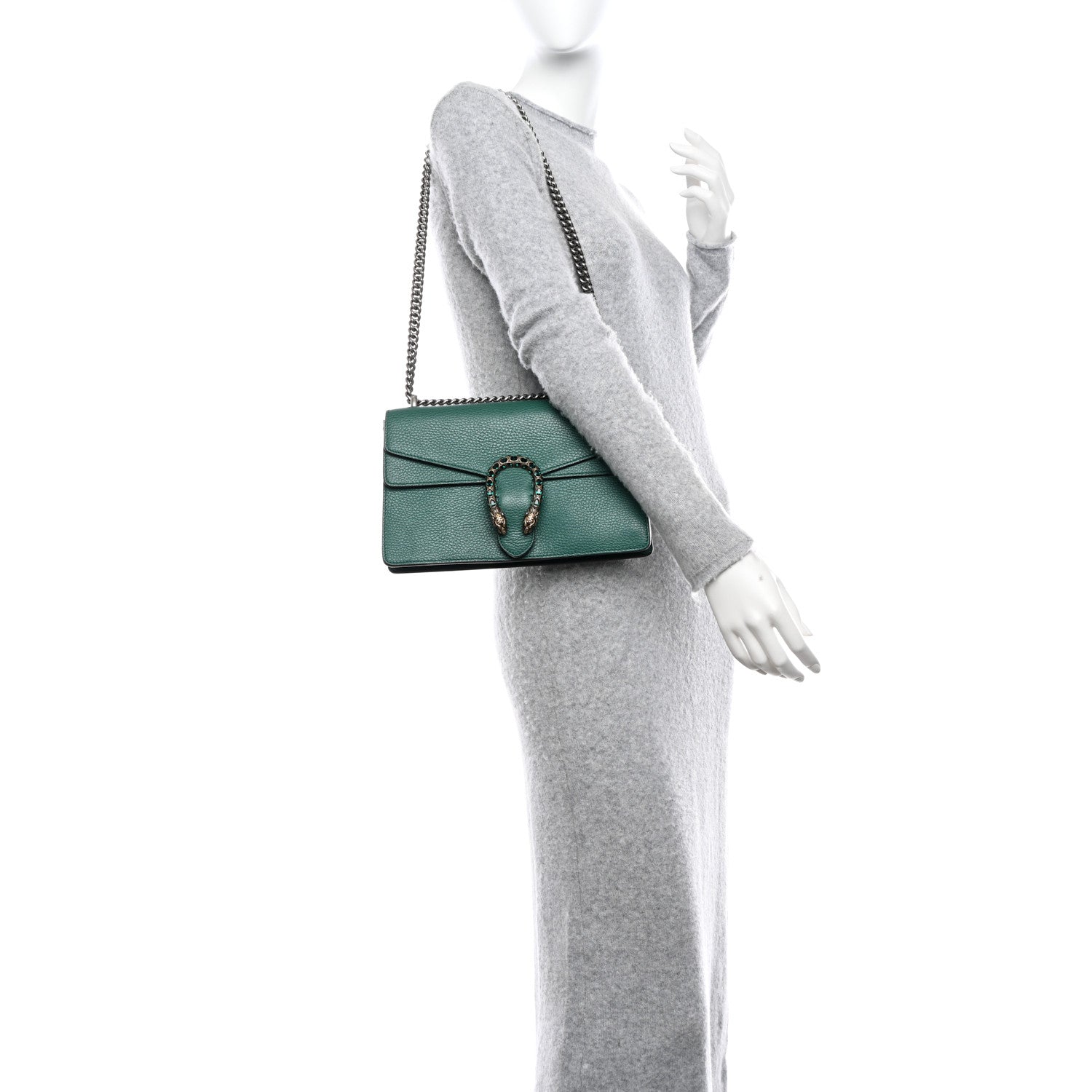 Gucci Pebbled Calfskin Small Dionysus Shoulder Bag Emerald 2 of 10