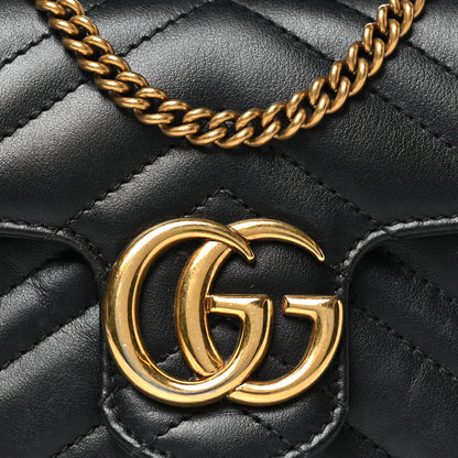 Gucci Calfskin Matelasse Super Mini GG Marmont Shoulder Bag Black 8 of 10