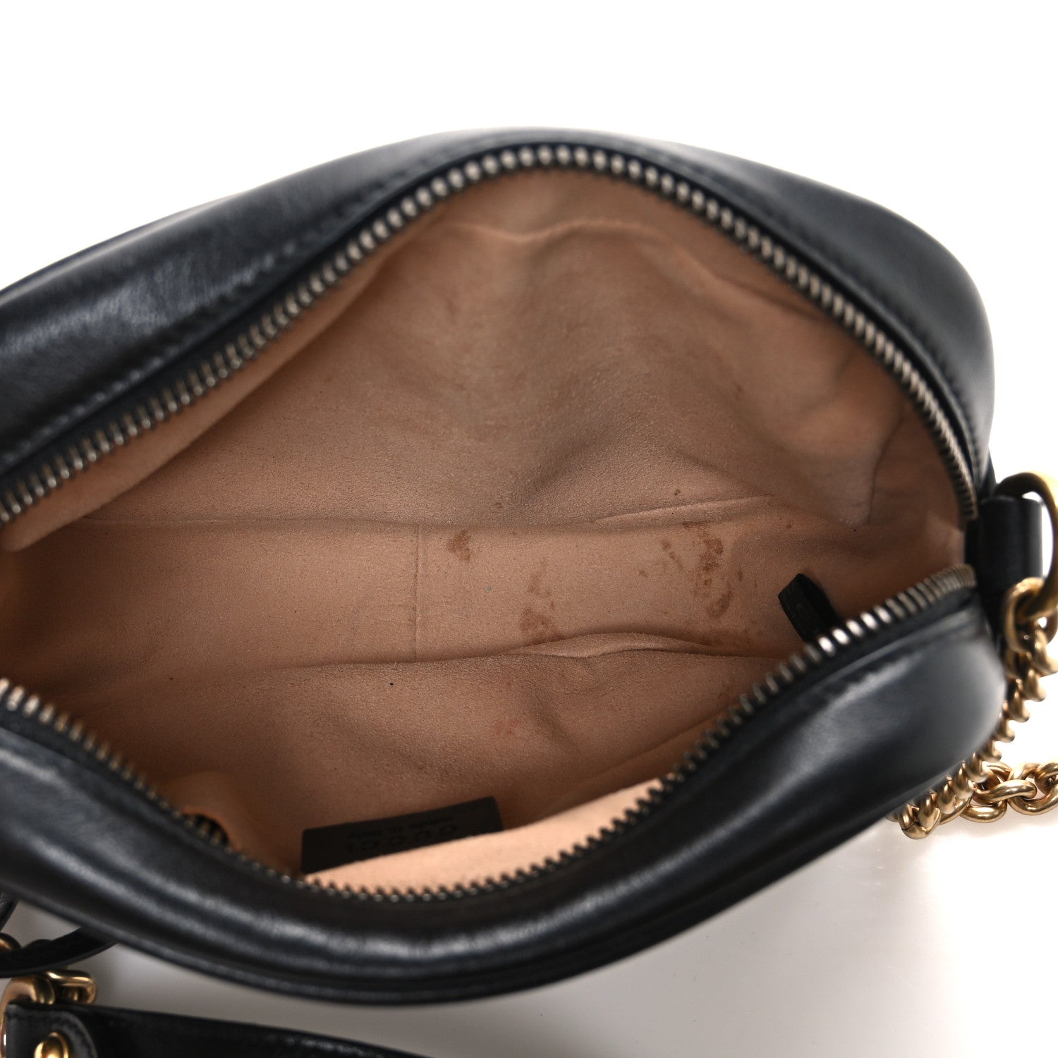 Gucci Calfskin Matelasse Mini GG Marmont Chain Shoulder Bag Black 5 of 10