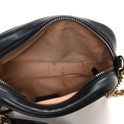 Gucci Calfskin Matelasse Mini GG Marmont Chain Shoulder Bag Black 5 of 10