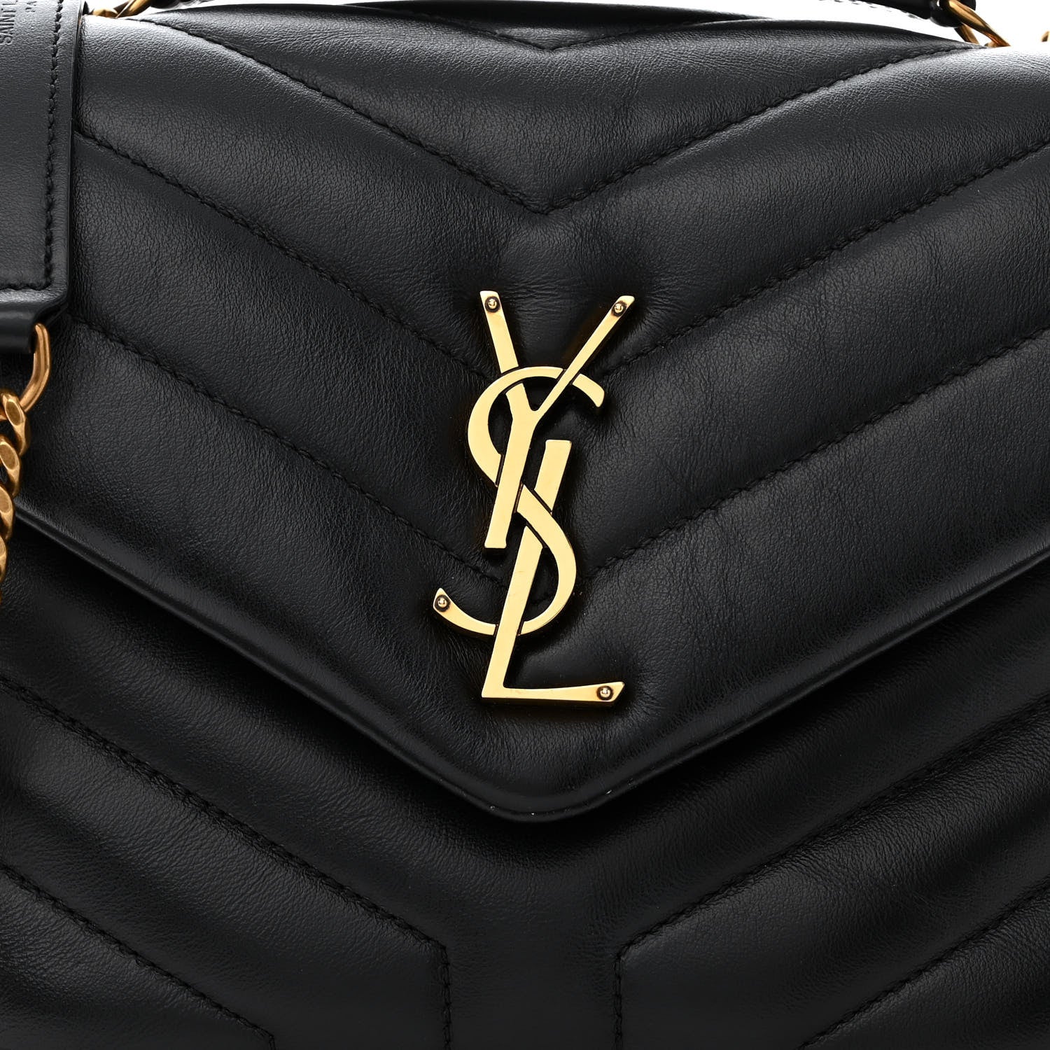 Saint Laurent Calfskin Y Quilted Monogram Small Loulou Chain Satchel Black 9 of 11