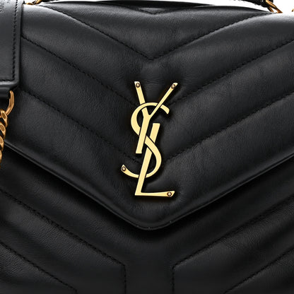 Saint Laurent Calfskin Y Quilted Monogram Small Loulou Chain Satchel Black 9 of 11