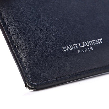 Saint Laurent Calfskin 5 Fragments Zip Pouch Card Holder Deep Marine 7 of 11