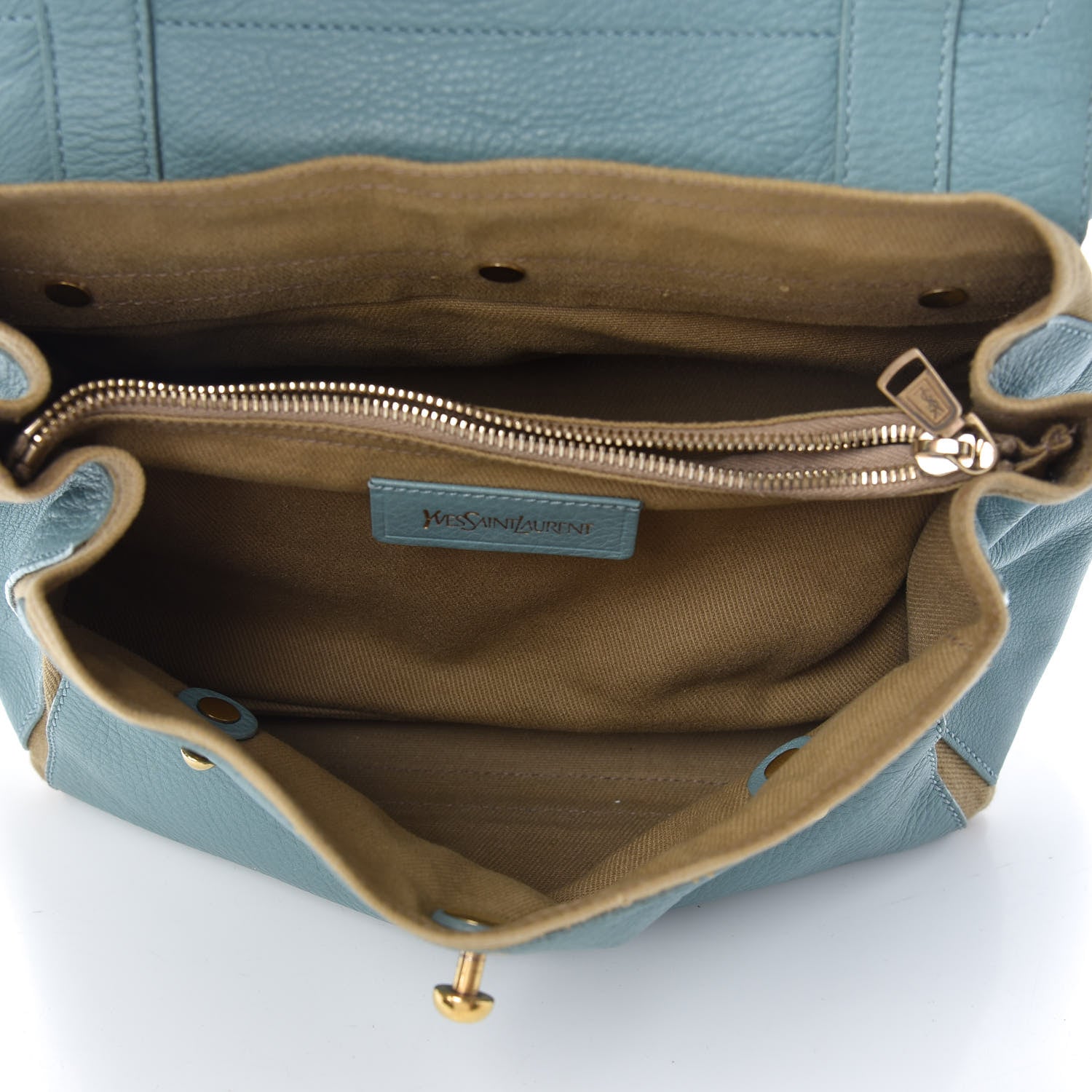 Saint Laurent Calfskin Canvas Small Muse Two Blue Glacier Beige 5 of 9