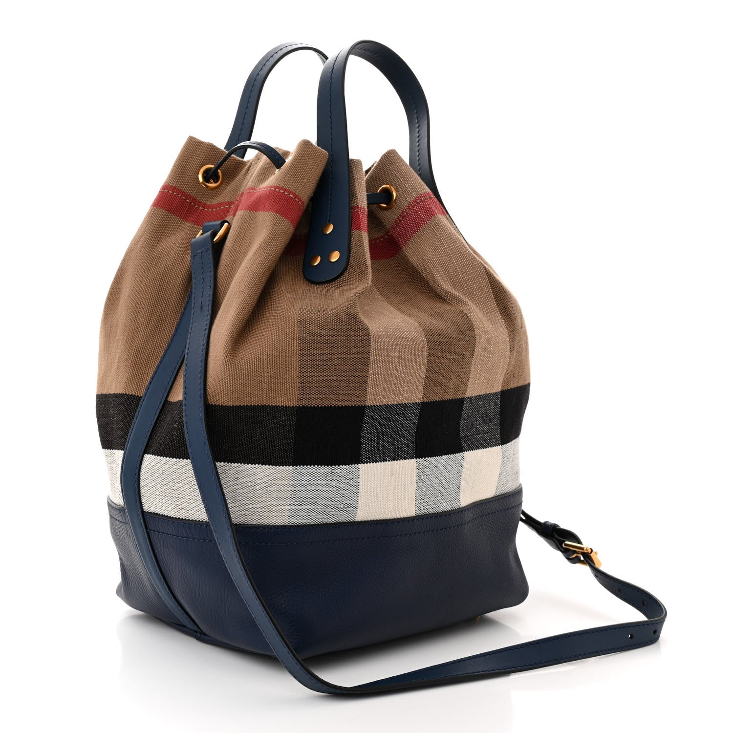 Burberry Grainy Calfskin House Check Canvas Heston Crossbody Blue 4 of 11