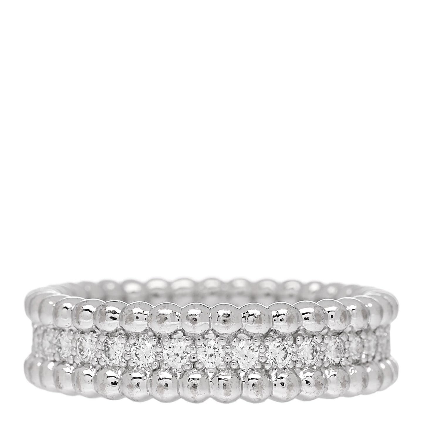 18K White Gold Diamond Perlee 1 Row Ring 53 6.5