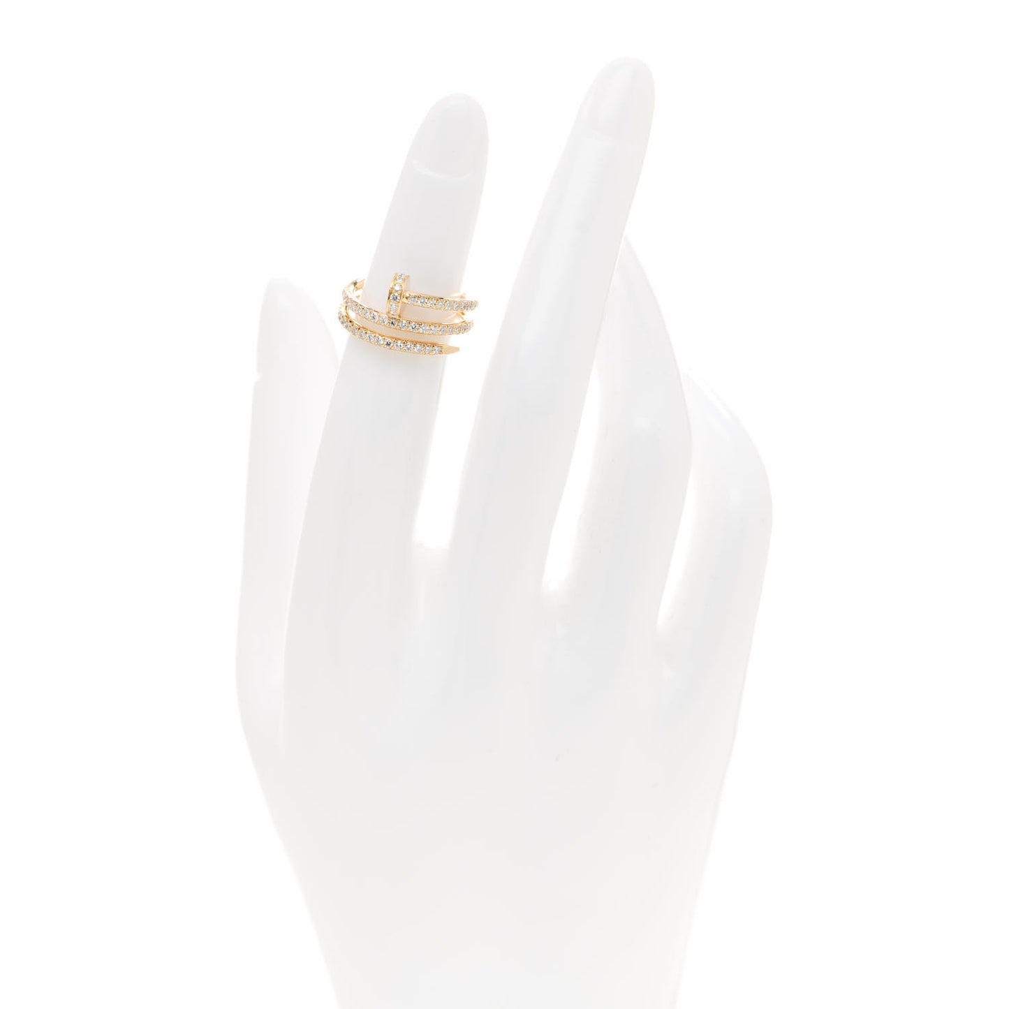 18K Yellow Gold Diamond Double Juste Un Clou Paved Ring 48 4.5