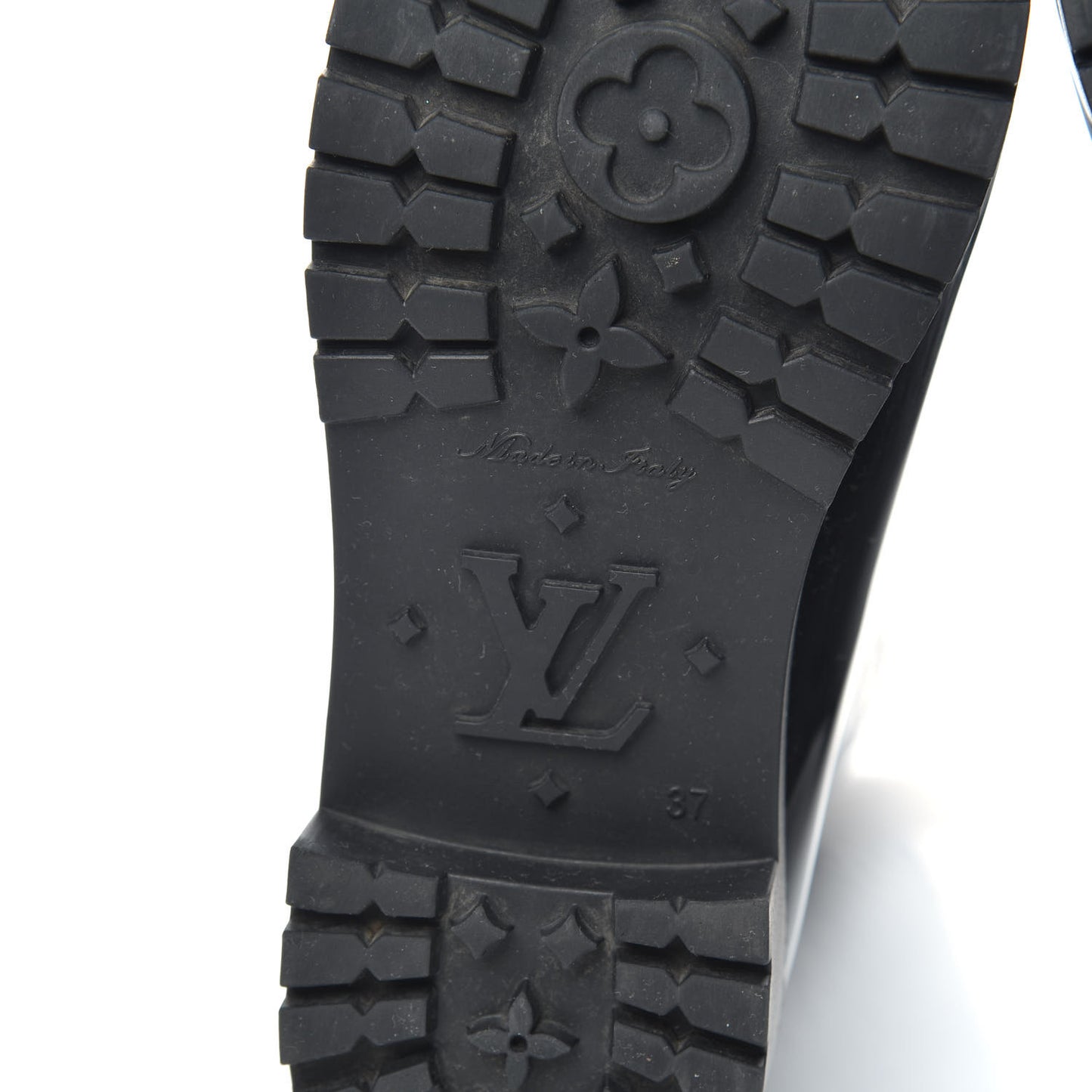 Rubber Embossed Monogram Splash Rain Boots 37 Black