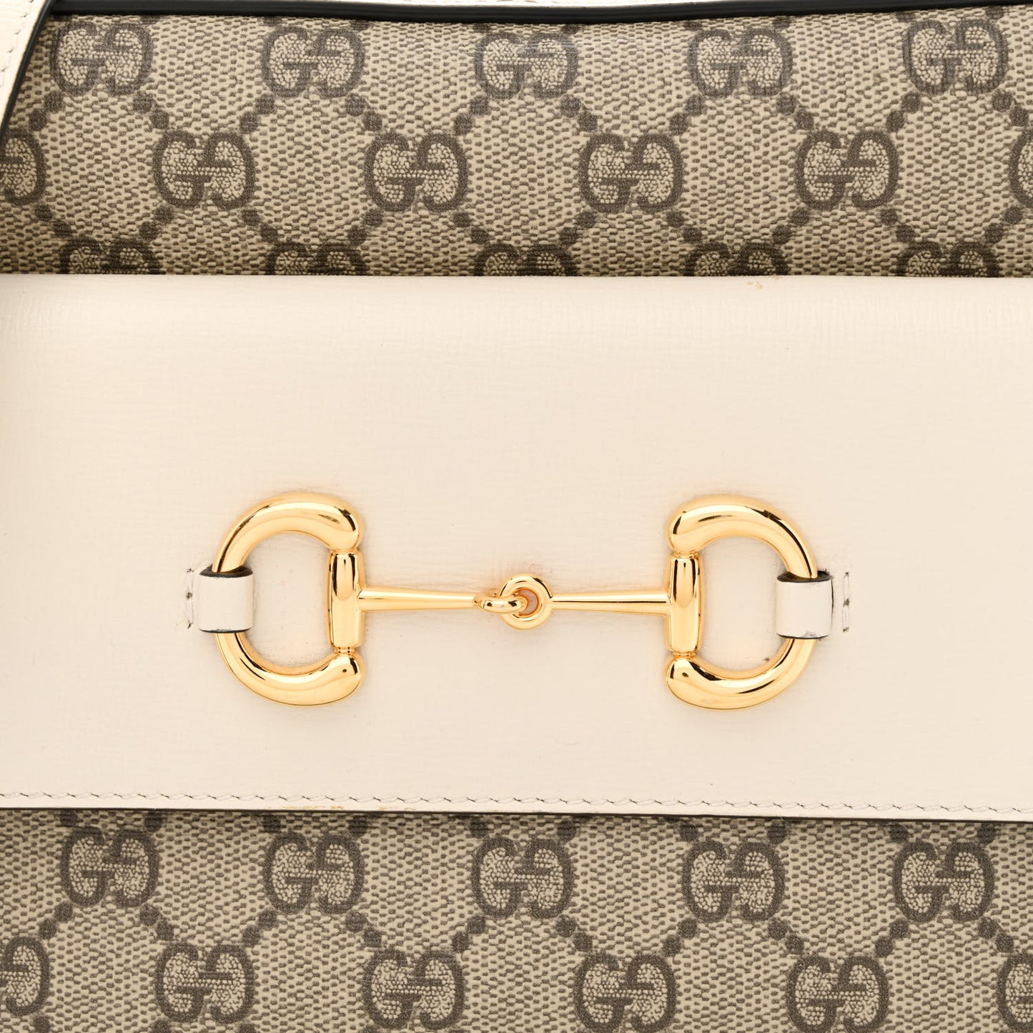 GG Supreme Monogram Small Horsebit 1955 Shoulder Bag Beige Mystic White